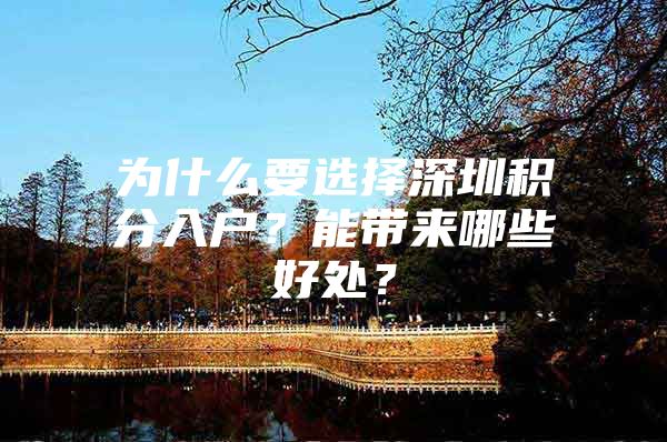 为什么要选择深圳积分入户？能带来哪些好处？