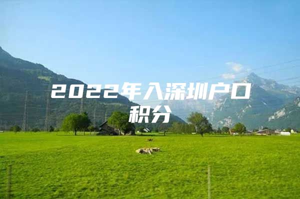 2022年入深圳户口积分