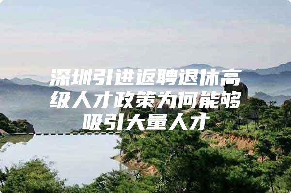 深圳引进返聘退休高级人才政策为何能够吸引大量人才