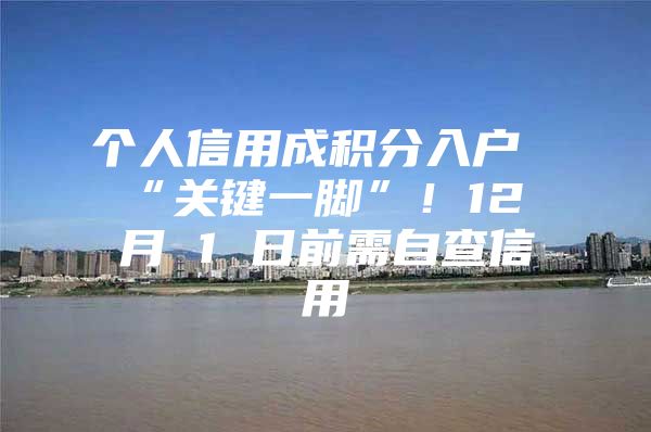 个人信用成积分入户“关键一脚”！12 月 1 日前需自查信用