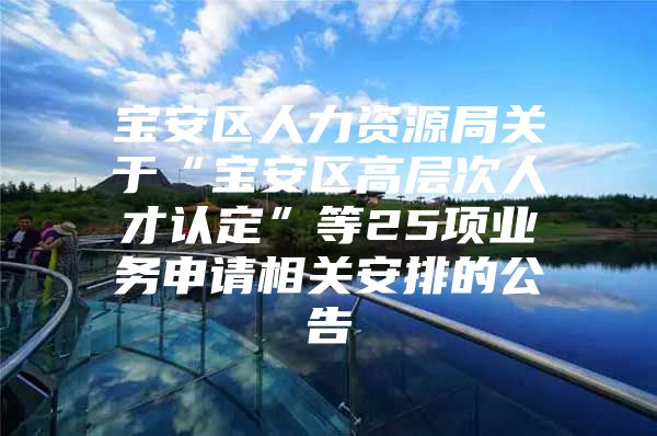 宝安区人力资源局关于“宝安区高层次人才认定”等25项业务申请相关安排的公告