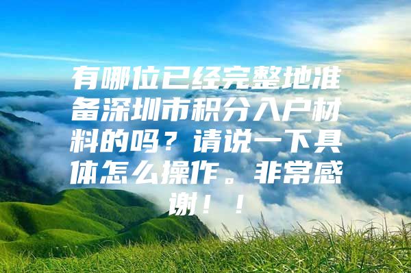 有哪位已经完整地准备深圳市积分入户材料的吗？请说一下具体怎么操作。非常感谢！！