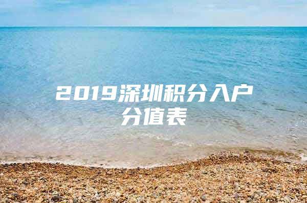 2019深圳积分入户分值表