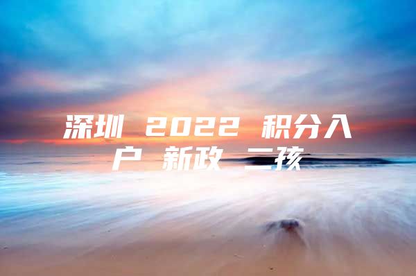 深圳 2022 积分入户 新政 二孩