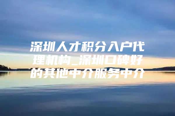 深圳人才积分入户代理机构_深圳口碑好的其他中介服务中介