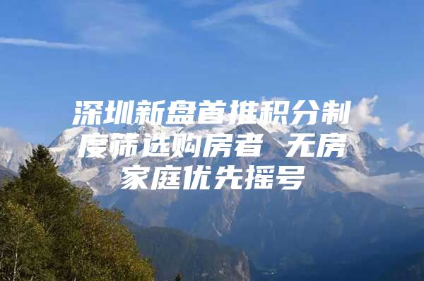 深圳新盘首推积分制度筛选购房者 无房家庭优先摇号