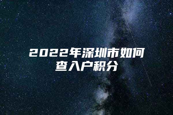 2022年深圳市如何查入户积分