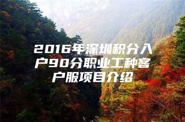 2016年深圳积分入户90分职业工种客户服项目介绍