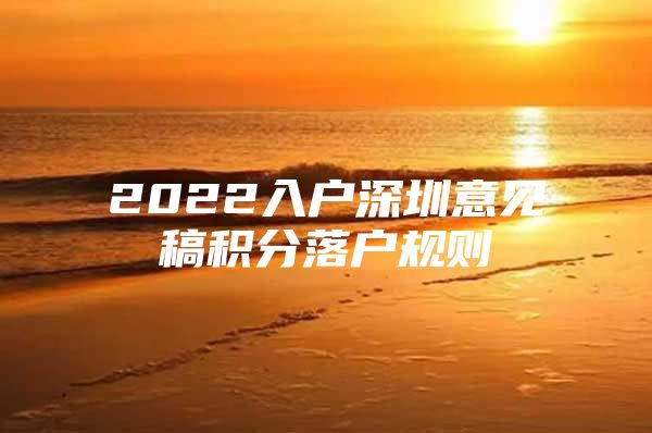 2022入户深圳意见稿积分落户规则