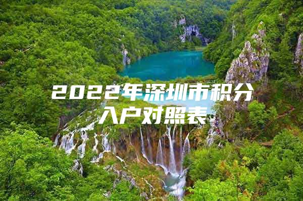 2022年深圳市积分入户对照表