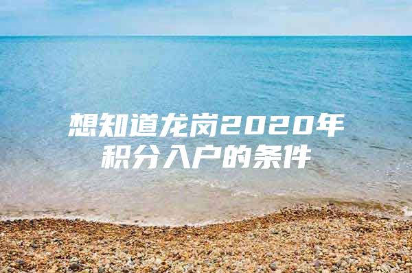 想知道龙岗2020年积分入户的条件