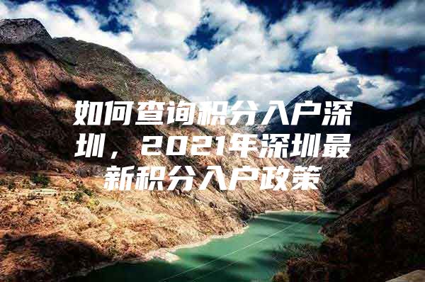 如何查询积分入户深圳，2021年深圳最新积分入户政策