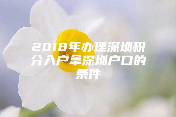 2018年办理深圳积分入户拿深圳户口的条件