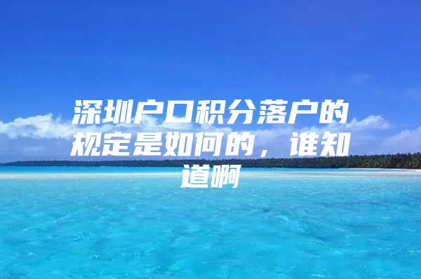 深圳户口积分落户的规定是如何的，谁知道啊