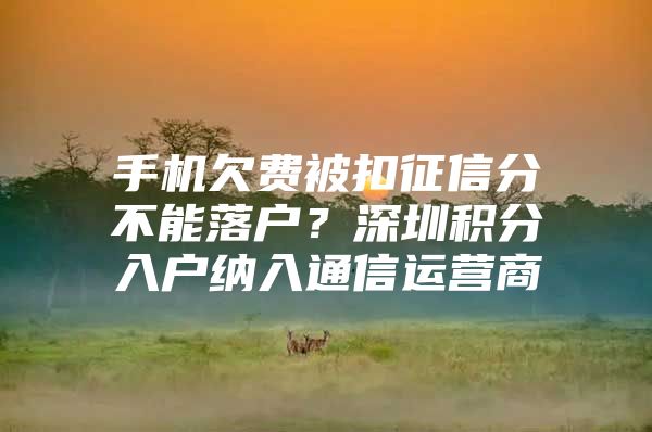 手机欠费被扣征信分不能落户？深圳积分入户纳入通信运营商