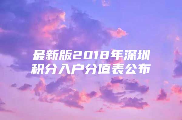 最新版2018年深圳积分入户分值表公布