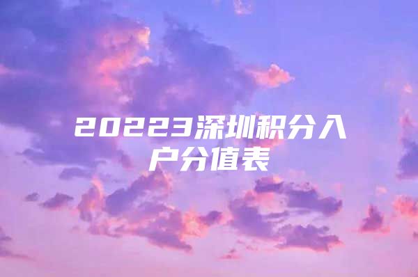 20223深圳积分入户分值表