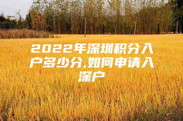 2022年深圳积分入户多少分,如何申请入深户