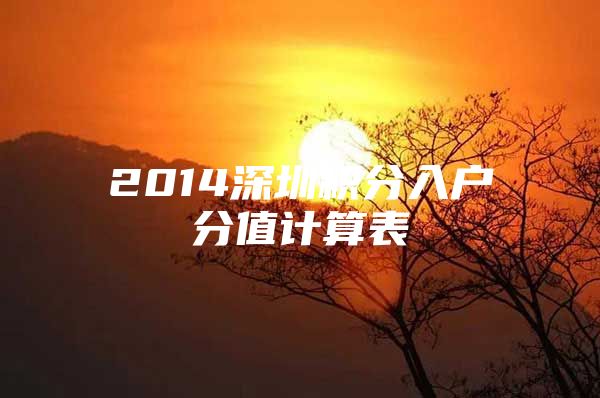 2014深圳积分入户分值计算表