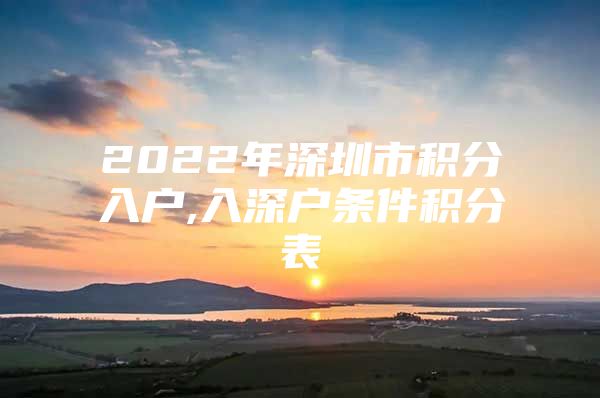 2022年深圳市积分入户,入深户条件积分表