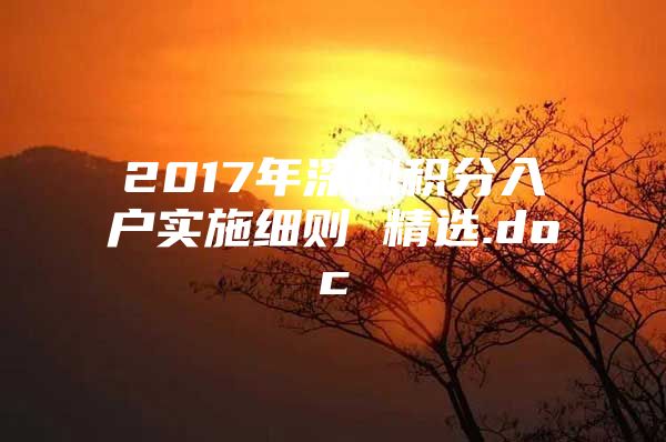 2017年深圳积分入户实施细则 精选.doc