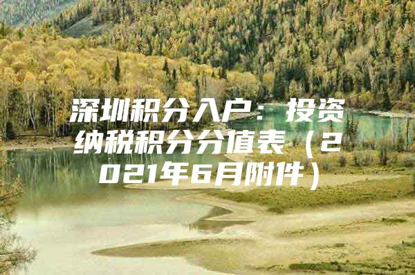 深圳积分入户：投资纳税积分分值表（2021年6月附件）