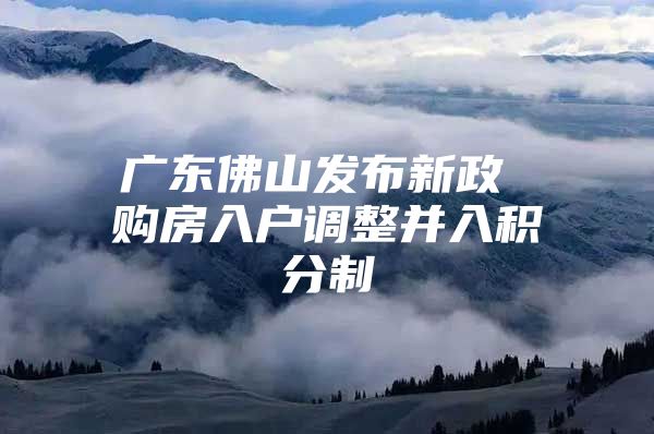 广东佛山发布新政 购房入户调整并入积分制