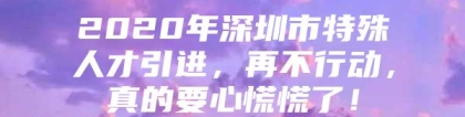 2020年深圳市特殊人才引进，再不行动，真的要心慌慌了！