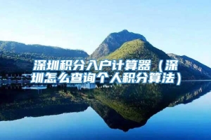 深圳积分入户计算器（深圳怎么查询个人积分算法）