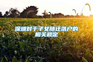 深圳对于子女随迁落户的相关规定