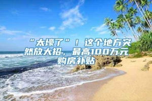 “太壕了”！这个地方突然放大招，最高100万元购房补贴