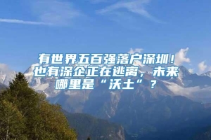 有世界五百强落户深圳！也有深企正在逃离，未来哪里是“沃土”？