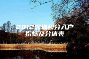 2012深圳积分入户指标及分值表