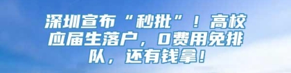 深圳宣布“秒批”！高校应届生落户，0费用免排队，还有钱拿！