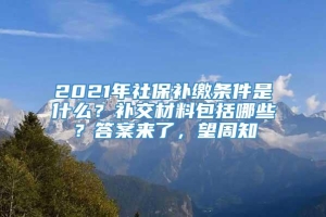 2021年社保补缴条件是什么？补交材料包括哪些？答案来了，望周知