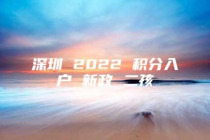 深圳 2022 积分入户 新政 二孩