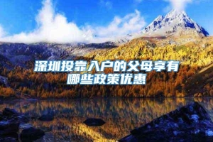 深圳投靠入户的父母享有哪些政策优惠