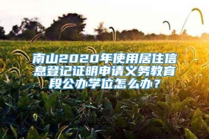 南山2020年使用居住信息登记证明申请义务教育段公办学位怎么办？