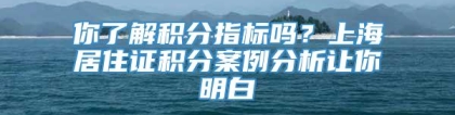 你了解积分指标吗？上海居住证积分案例分析让你明白