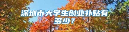 深圳市大学生创业补贴有多少？