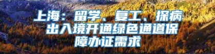 上海：留学、复工、探病 出入境开通绿色通道保障办证需求