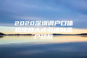 2020深圳调户口体检项目人才引进和落户秒批