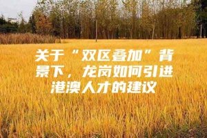 关于“双区叠加”背景下，龙岗如何引进港澳人才的建议