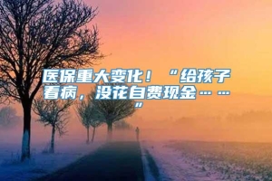 医保重大变化！“给孩子看病，没花自费现金……”