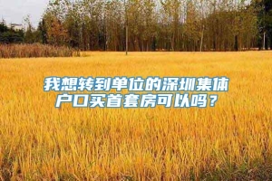 我想转到单位的深圳集体户口买首套房可以吗？