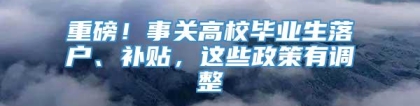 重磅！事关高校毕业生落户、补贴，这些政策有调整