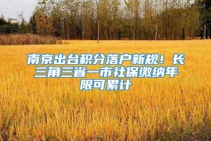 南京出台积分落户新规！长三角三省一市社保缴纳年限可累计