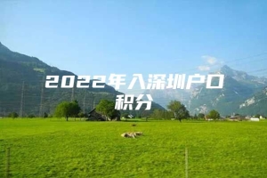 2022年入深圳户口积分