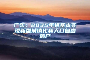 广东：2035年将基本实现新型城镇化和人口自由落户