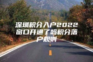 深圳积分入户2022窗口开通了吗积分落户规则